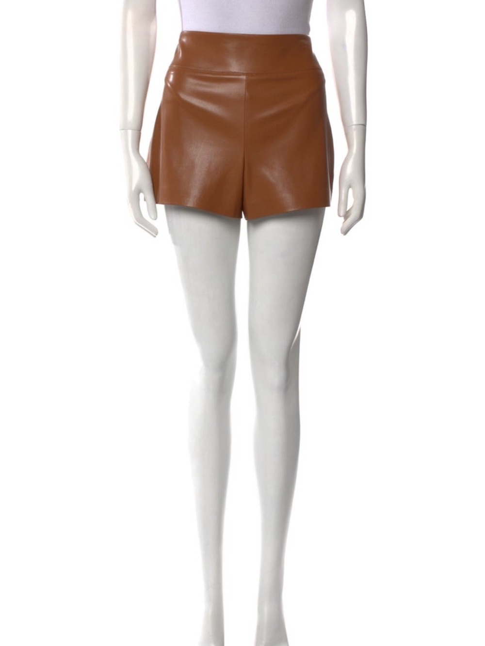 Alice + Olivia Cognac Faux Leather Mini Shorts
